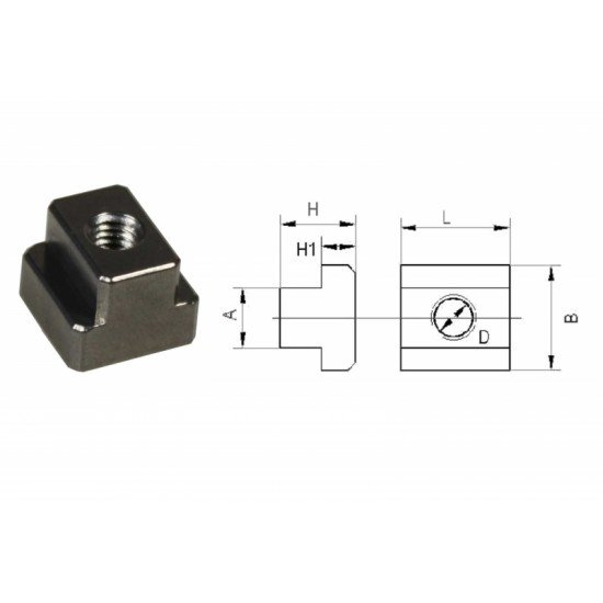 Aluminum T-slot nut with M8 thread