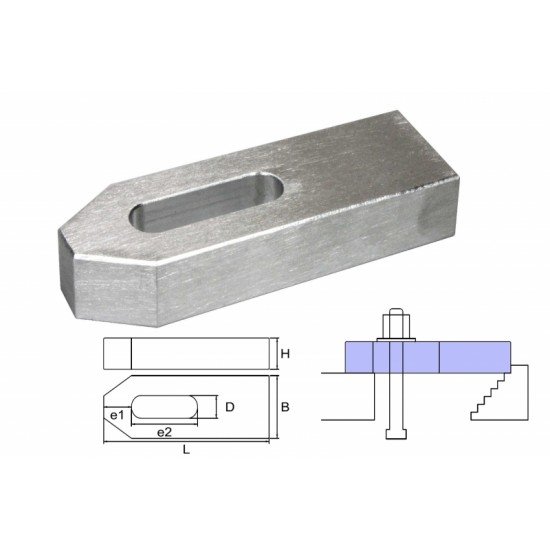 Aluminium clamp M8 x 60 x 25 x 12